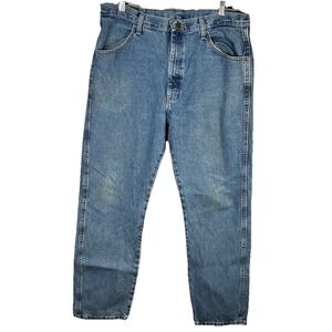Rustler Blue Jeans Men's 36x32 Minor‎ Fade Distress Working Ranch Farm